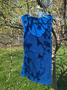 Blue Sequin Tank Top